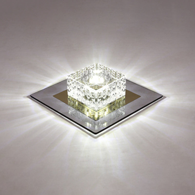 Minimalist Led Crystal Flush Mount For Corridor Lighting Black / White