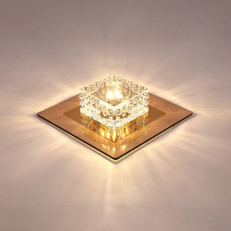 Minimalist Led Crystal Flush Mount For Corridor Lighting Tan / Warm