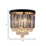 Minimalist Crystal Flushmount Lighting - Black Cylindrical Corridor Ceiling Flush Light (10/12/16)