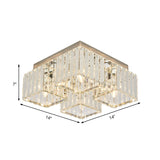 Simplicity Crystal Flush Light Fixture With Chrome Ceiling Mount - 4/6 Heads For Living Room