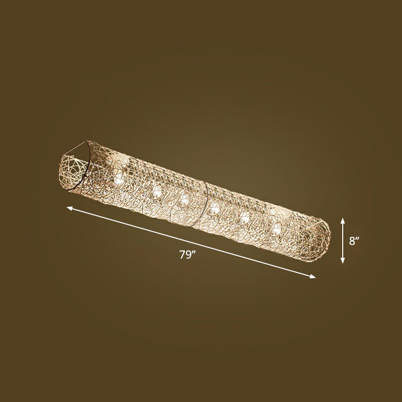 Simplicity Rattan Flush Mount Ceiling Light - Cylindrical Restaurant Lighting 6 / White