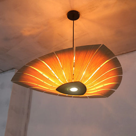 Southeast Asian Wood Triangular Suspension Light - Restaurant Chandelier Fixture