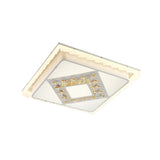 Modern Led Crystal Ceiling Lamp - White Square/Rectangular Flush Mount Light Warm Illumination