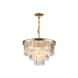 Minimalist Black/Gold Adjustable Crystal Pendant Chandelier - 6/9/15 Lights 19.5/23.5/31.5 Width
