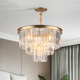 Minimalist Black/Gold Adjustable Crystal Pendant Chandelier - 6/9/15 Lights 19.5/23.5/31.5 Width