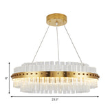 Modern Gold Chandelier With Dual-Layered Glass Shade - Led Living Room Ceiling Pendant Light