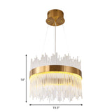 Crystal Wavy Icicle Chandelier Lamp - Adjustable 19.5/23.5 Led Gold Ceiling Light Fixture