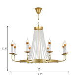 Modern Crystal Chandelier Pendant With Tassels - 5/8/12 Lights Brass Ceiling Lamp