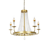 Modern Crystal Chandelier Pendant With Tassels - 5/8/12 Lights Brass Ceiling Lamp