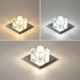 Modern Crystal Block Mini Flush Ceiling Light With Clear Led - Ideal For Corridor / 5 Third Gear