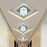 Modern Crystal Block Mini Flush Ceiling Light With Clear Led - Ideal For Corridor