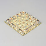 Led Crystal Block Square Flush Mount Fixture For Corridor Coffee