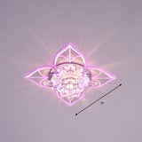 Contemporary Clear Led Flush Mount Ceiling Light For Corridor - Blossom Crystal / Pink