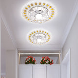 Crystal Flower Flush Ceiling Light With Led - Modern Style Clear / White