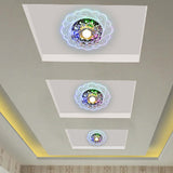 Clear Crystal Floral Led Flush Mount Ceiling Light For Entryway