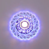 Contemporary Led Flower Flush Crystal Ceiling Light For Elegant Passages Clear / Blue