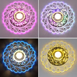 Contemporary Led Flower Flush Crystal Ceiling Light For Elegant Passages