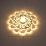 Modern Crystal Led Flush Ceiling Light For Hallway - Clear Floral Mount Fixture / Warm