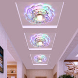 Floral Shade Crystal Led Flush Mount Lighting For Entryway - Minimalist Design