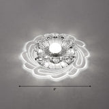 Floral Shade Crystal Led Flush Mount Lighting For Entryway - Minimalist Design Clear / White