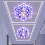 Minimalist Crystal Clear Led Floral Shade Flush Mount Light For Corridor