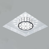 Minimalist Black Led Crystal Drum Flush Mount Lighting With White Light