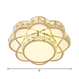 Crystal-Encrusted Gold Flush Mount Ceiling Light With Contemporary Floral Design And Led Technology