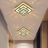 Modern Crystal Flush Ceiling Light - Square Shape Led Corridor Fixture