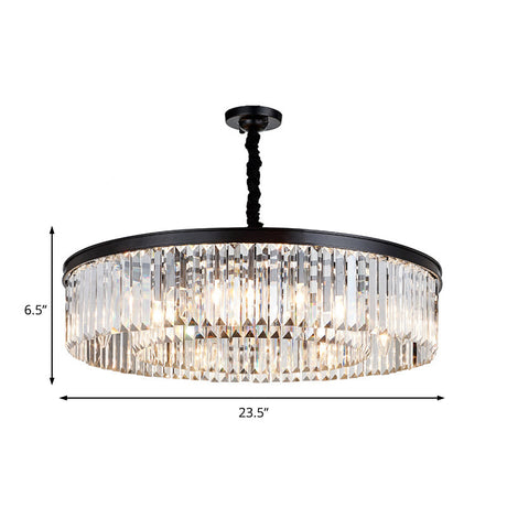 Modern Crystal Chandelier Black Flush Mount Light | Dia 16 23.5 31.5 4/8/12-Light