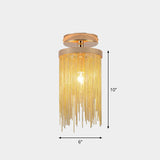Fringed Chainlet Flush Mount Ceiling Light - Contemporary Aluminum Fixture For Corridors Gold