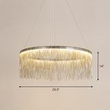 Modern Fringed Round Ceiling Pendant Light For Living Room Silver / 23.5