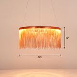 Modern Fringed Round Ceiling Pendant Light For Living Room Rose Gold / 23.5