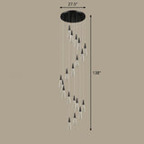 Spiral Conical Pendant Light For Modern Stairwells - Multi-Light Acrylic Hanging Fixture 19 / Black
