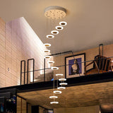Contemporary Spiral Ceiling Lamp: Multi-Disc Staircase Suspension Light In White 16 / Warm
