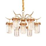 Modern Brass Cylindrical Chandelier Light With 7/9-Head Design