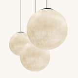 Metal Artistic Led Moon Restaurant Suspension Lamp In White