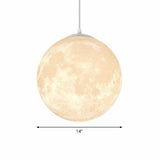 Metal Artistic Led Moon Restaurant Suspension Lamp In White / 14