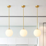 Globe Pendant Lighting Cream Glass Simplicity Hanging Light In Gold - 1-Light Kitchen Fixture