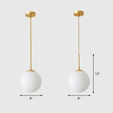 Globe Pendant Lighting Cream Glass Simplicity Hanging Light In Gold - 1-Light Kitchen Fixture