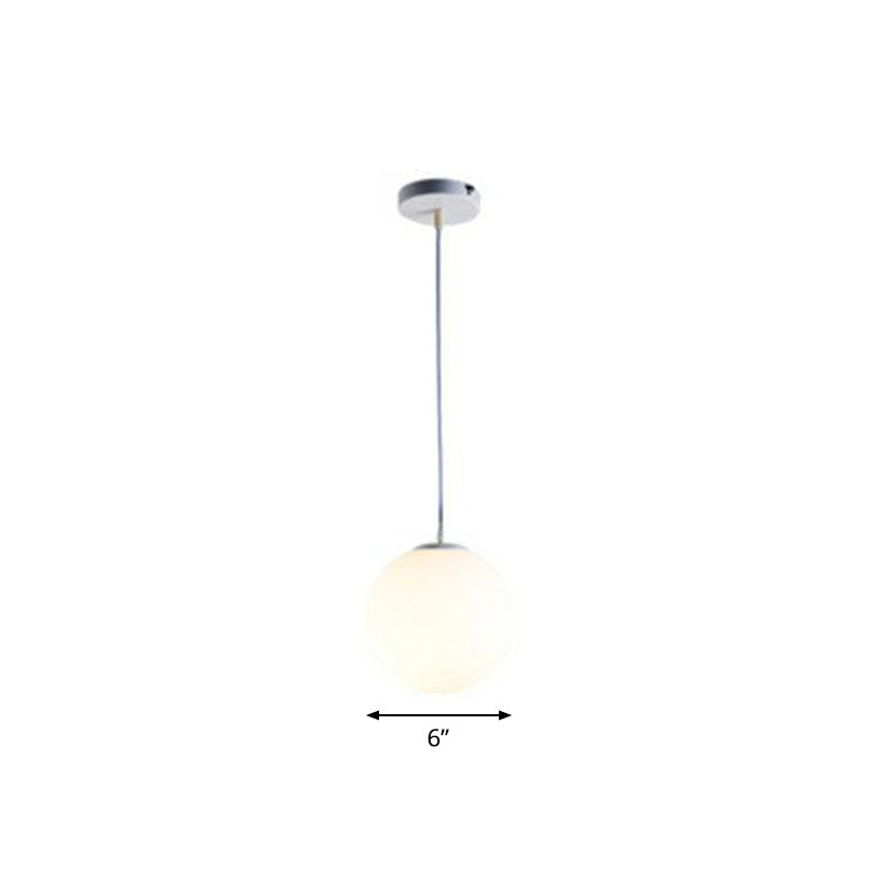 Modern Opaque Glass Hanging Pendant Lamp For Dining Room - White Sphere Design / 6