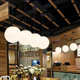 Minimalist Single Restaurant Ceiling Lamp With Opal Glass Shade