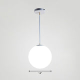 Minimalist Single Restaurant Ceiling Lamp With Opal Glass Shade White / 14