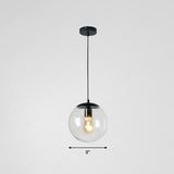 Minimalist Clear Glass Globe Pendant Light For Restaurants Black / 8 B