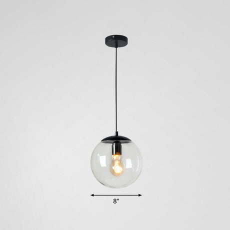 Minimalist Clear Glass Globe Pendant Light For Restaurants Black / 8 B