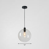 Minimalist Clear Glass Globe Pendant Light For Restaurants Black / 10 A