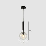 Modern Hammer Glass Pendant Light - Elegant Ball Shaped Hanging Fixture For Restaurants Black
