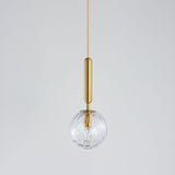 Postmodern Ripple Glass Pendant Lamp: 1-Head Gold Finish Ceiling Light