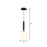 Post-Modern Glass Ball Pendant Light For Bedroom With 1 Bulb And Suspended Fixture Black / White