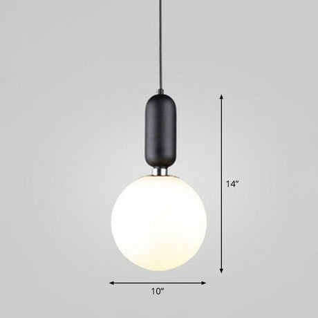 Nordic 1-Light Opaline Glass Hanging Light Fixture Black / 10