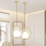 Modern Milky Glass Single-Bulb Pendant Light For Kitchen Ball Design Hanging Ceiling Lighting